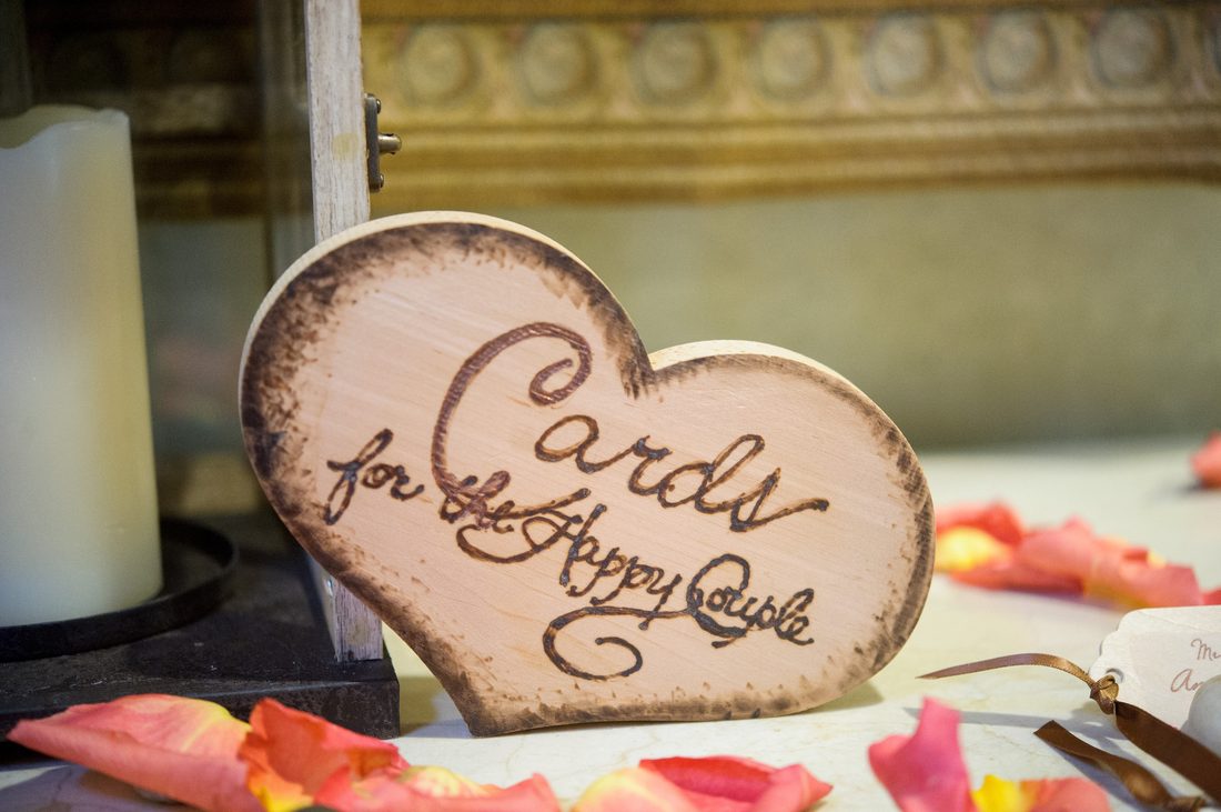 Mom&rsquo;s wood-burned Cards for the Happy Couple heart