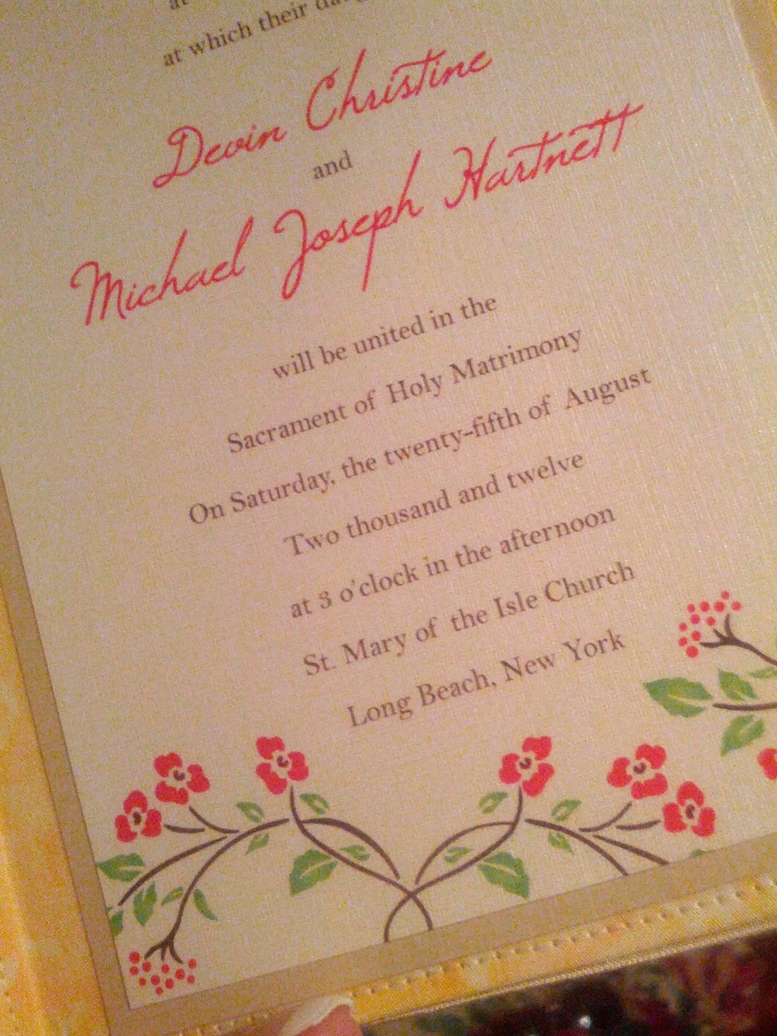 The printed invitation