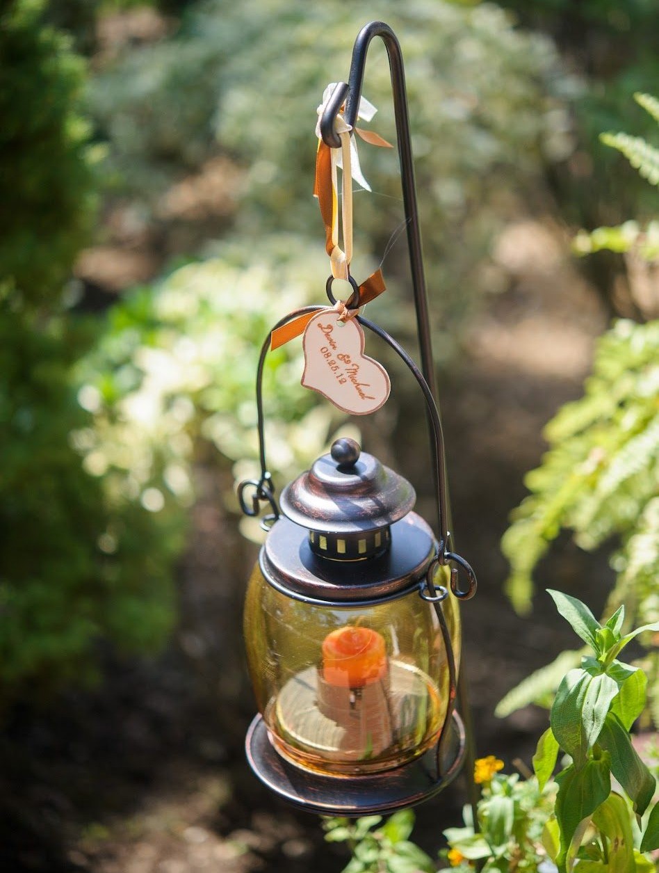 A hanging lantern in the garden